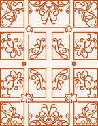 Orange Filigree Panel Inspired Design Rug