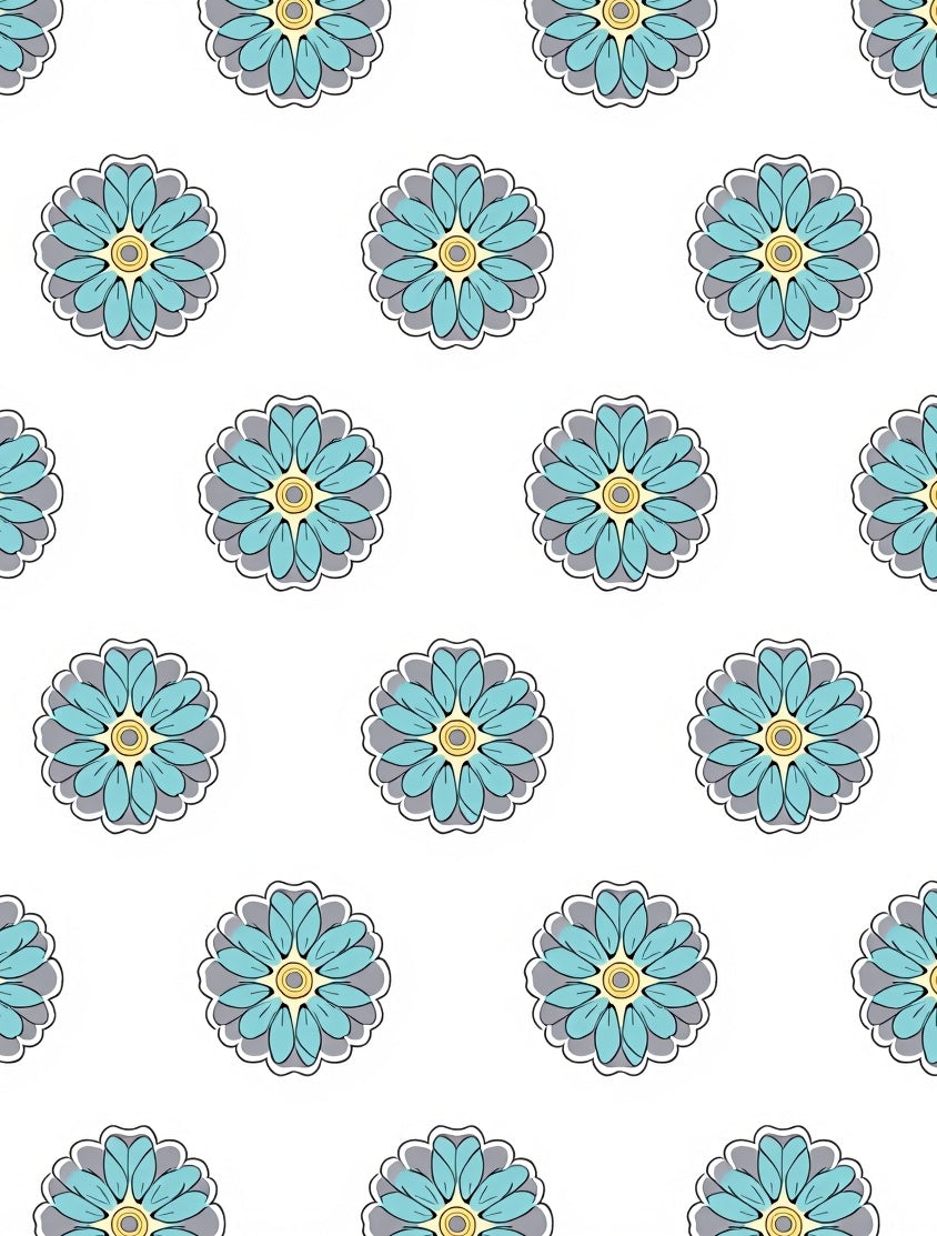 Floral Bloom Pattern with Teal Accents Rug