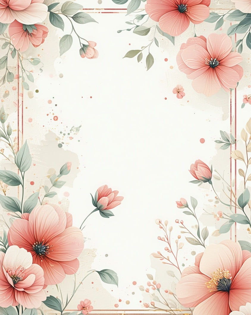 Soft Pink Floral Garden Watercolor Rug