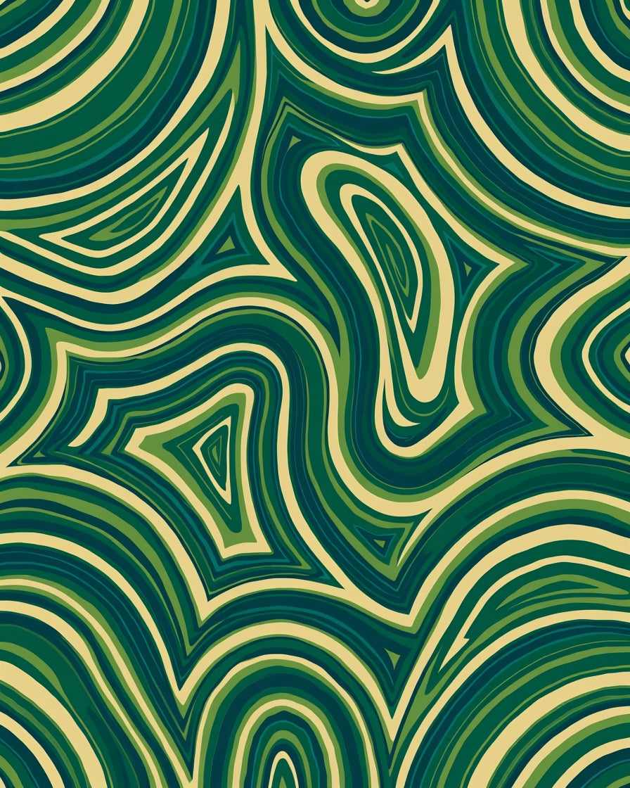 Green Abstract Swirl Pattern Design Rug