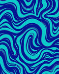 Flowing Aqua And Navy Swirl Pattern Rug