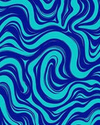 Flowing Aqua And Navy Swirl Pattern Rug