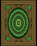 Ornate Green Gold Mandala Border Rug