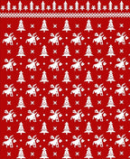 Red White Woodland Animal Trees Rug