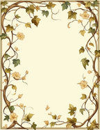 Vine and Blossom Naturalistic Border Design Rug