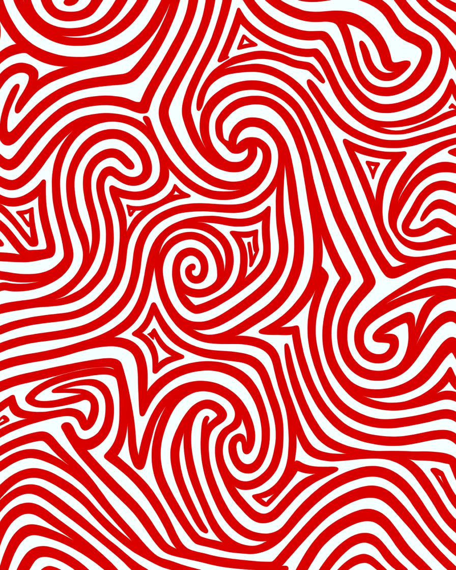 Bold Red Swirl Abstract Lines Rug