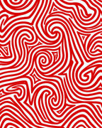 Bold Red Swirl Abstract Lines Rug