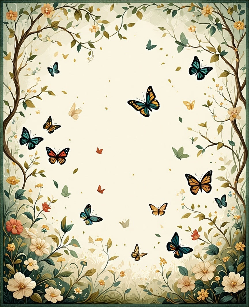 Whimsical Butterfly Garden Inspired Design Rug