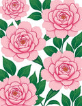 Pink Camellia Floral Pattern Rug
