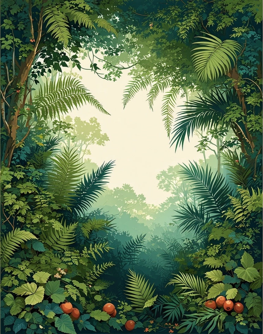 Lush Emerald Jungle Canopy Pattern Rug