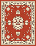 Terracotta Floral Scroll Detailed Pattern Rug