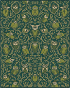 Whimsical Owl Floral Pattern Rug