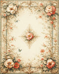 Floral Frame With Butterflies Design Rug