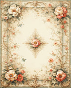 Floral Frame With Butterflies Design Rug