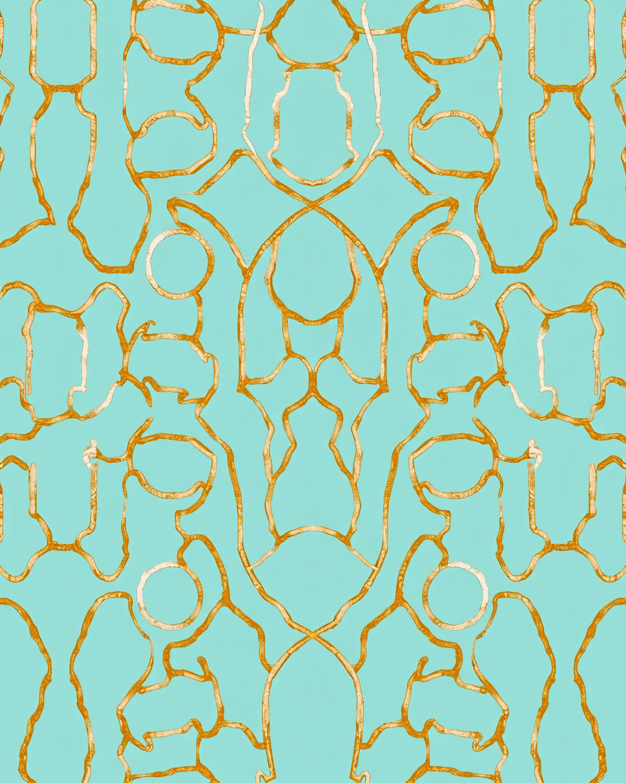 Gold Abstract Contour Pattern Rug