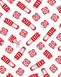 Red Geometric Abstract Rose Rug