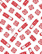 Red Geometric Abstract Rose Rug