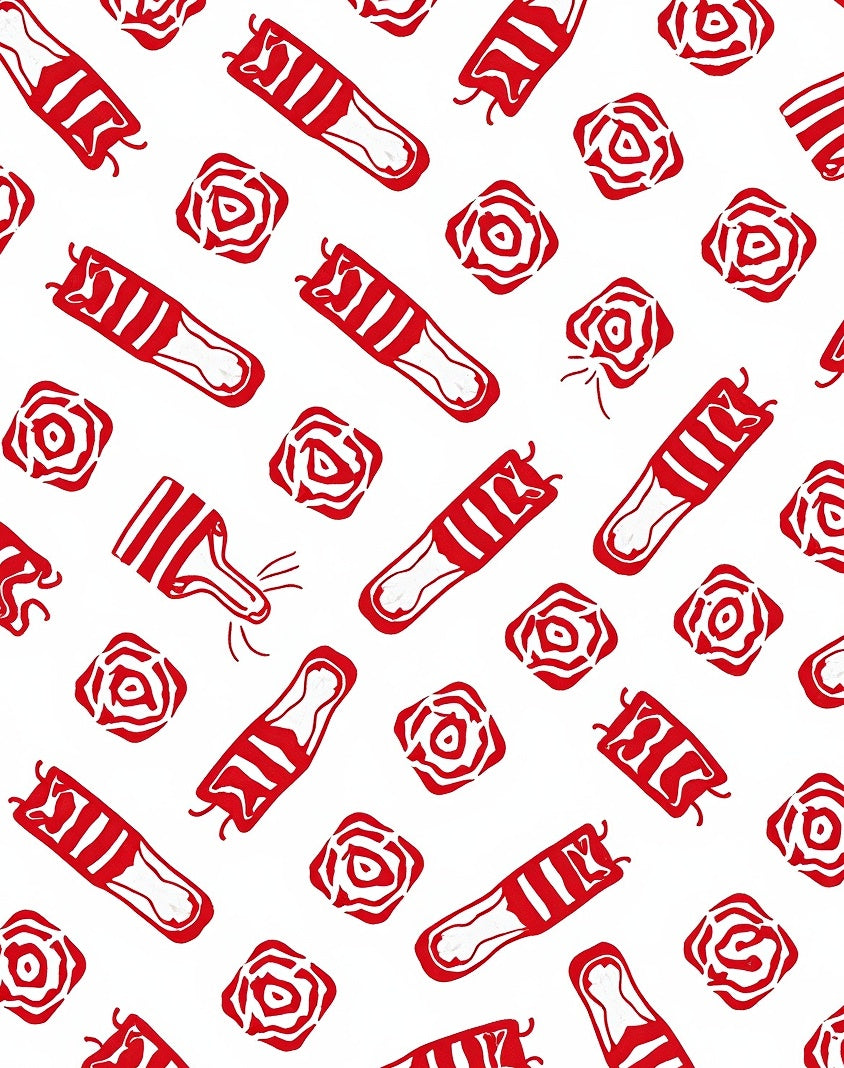 Red Geometric Abstract Rose Rug