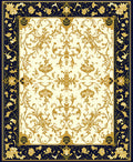 Ornate Golden Floral Scroll Design Rug