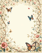 Floral And Butterfly Delicate Vines Rug