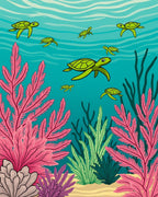 Sea Turtles And Colorful Coral Design Rug