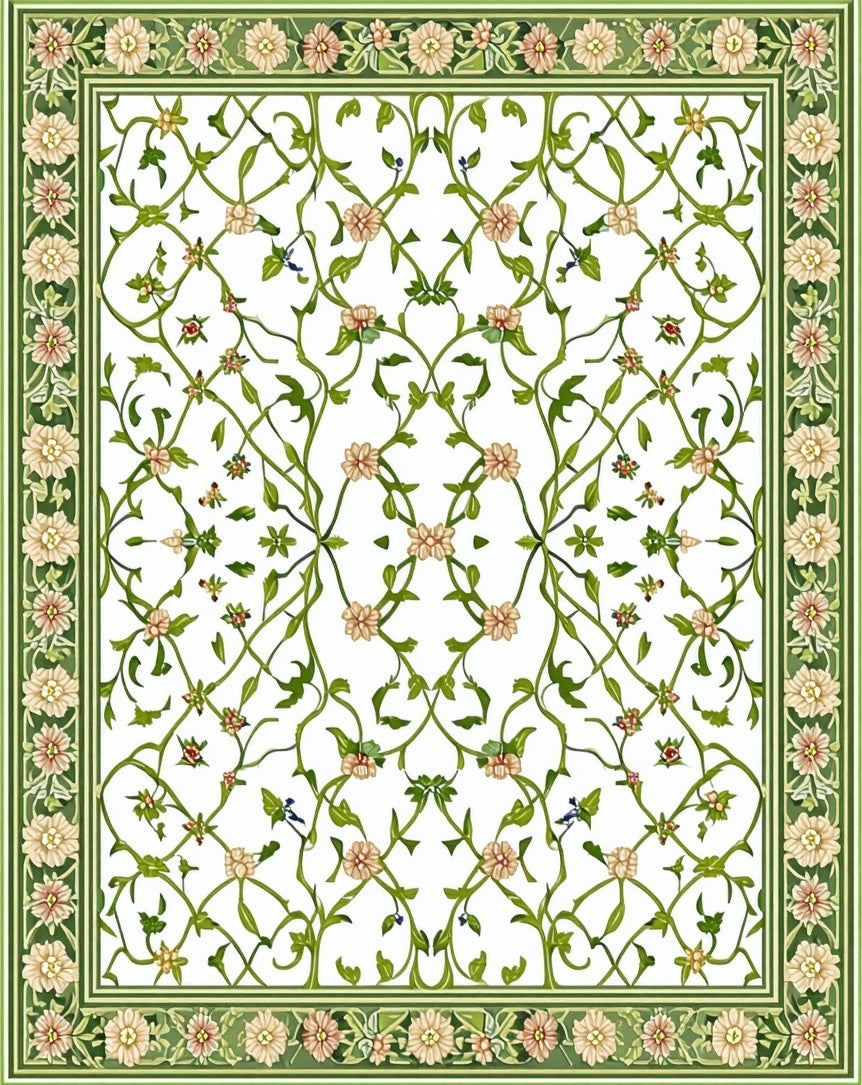 Elegant Floral Vine Garden Pattern Rug