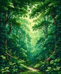 Lush Forest Path Pattern Rug