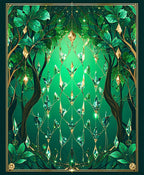 Enchanted Emerald Forest Crystal Vines Rug