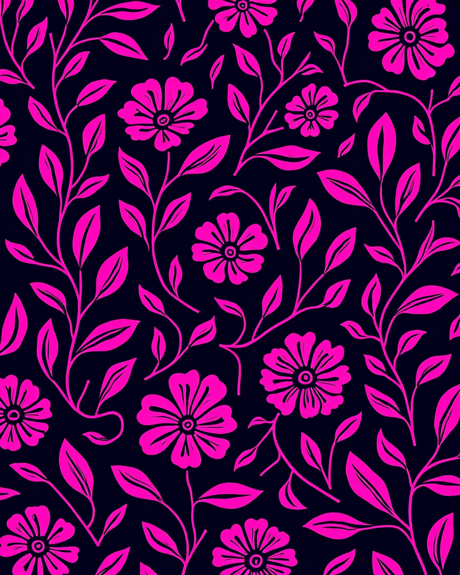Vibrant Pink Floral Vines Rug