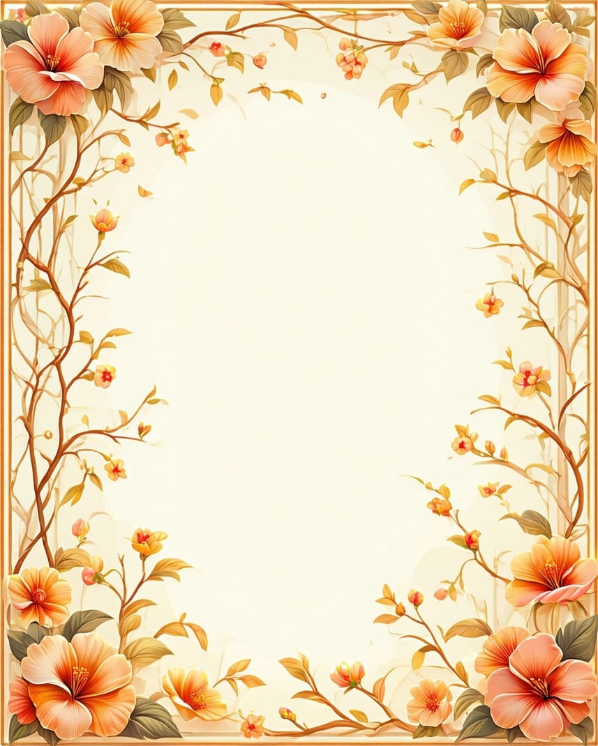 Artistic Floral Branches With Warm Tones Rug