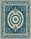 Ornate Teal Cream Mandala Pattern Rug