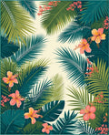 Tropical Leaf and Hibiscus Pattern Rug