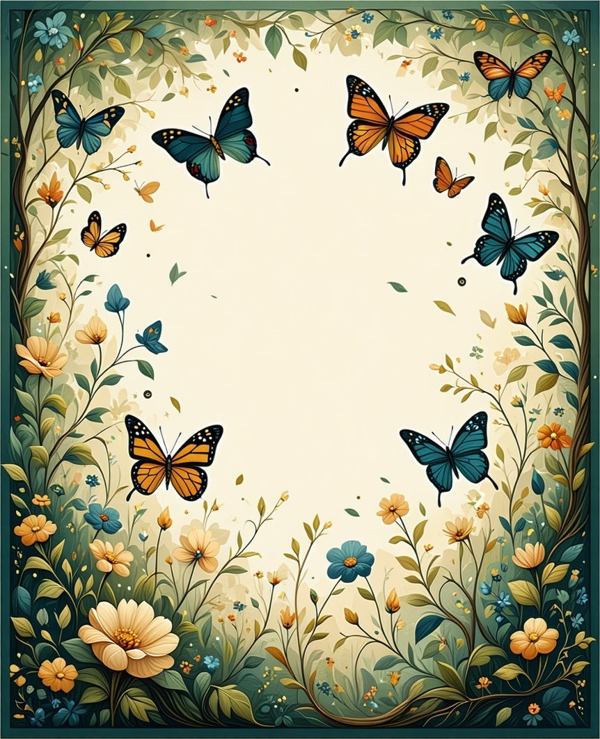 Whimsical Butterfly Garden Pattern Rug
