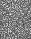 Abstract Black White Maze Pattern Rug