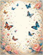 Whimsical Butterflies Floral Garden Design Rug