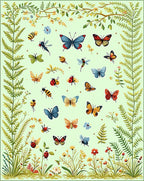 Whimsical Butterfly and Insect Garden Design Rug