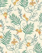 Yellow Birds Foliage Vine Pattern Rug