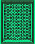 Vibrant Emerald Black Vintage Scroll Rug