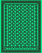 Vibrant Emerald Black Vintage Scroll Rug
