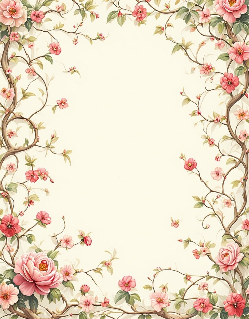 Pink Blossom Vine Pattern Rug