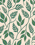 Deep Green Leafy Vine Pattern Rug