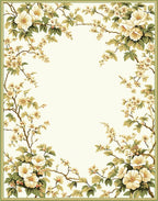 Cream Floral Branch Garden Pattern Rug
