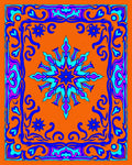 Vibrant Floral Mandala Border Pattern Rug