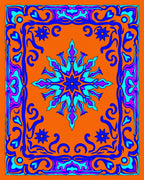 Vibrant Floral Mandala Border Pattern Rug