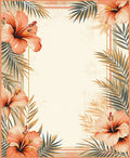 Coral Hawaiian Hibiscus Floral Arrangement Rug