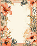 Coral Hawaiian Hibiscus Floral Arrangement Rug