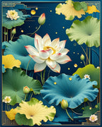 Elegant Lotus Floral Motif Design Rug