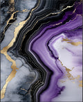 Purple Black Gold Agate Style Rug