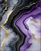 Purple Black Gold Agate Style Rug