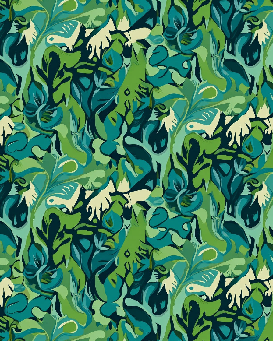 Abstract Leafy Swirls Pattern Rug